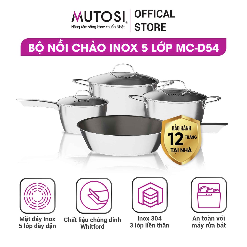 Bộ nồi chảo Inox 5 lớp Mutosi MC-D54