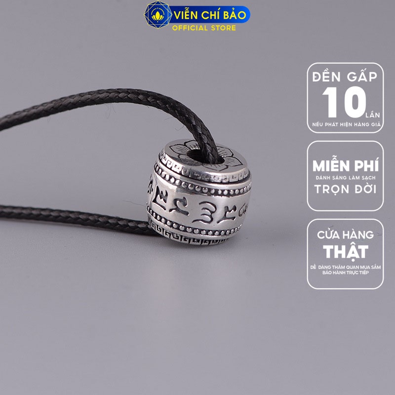 Mặt trụ lục tự trơn chất liệu bạc Thái 925 thời trang phụ kiện trang sức Viễn Chí Bảo M000239