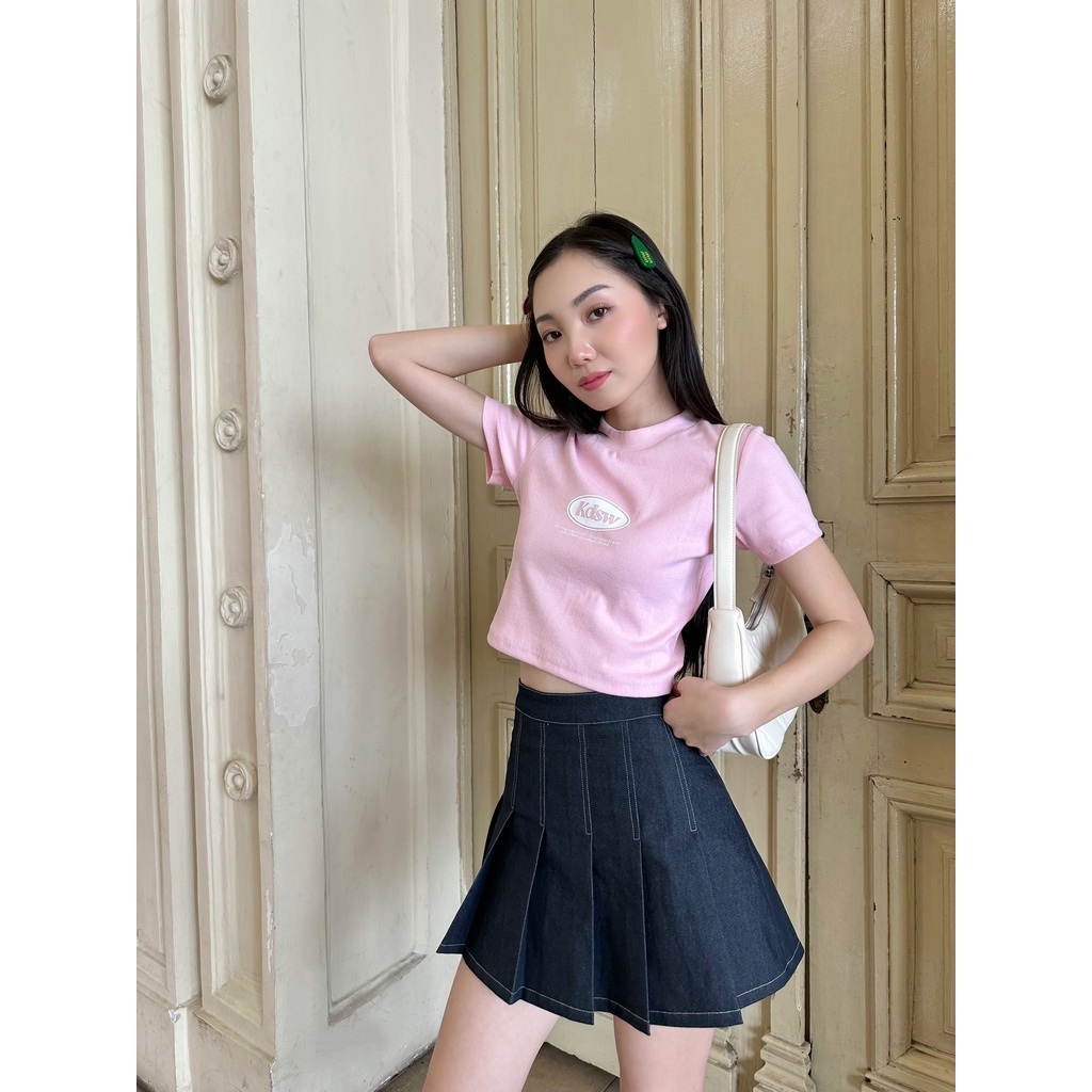 Chân váy jean ngắn xếp li GWEN SKIRT