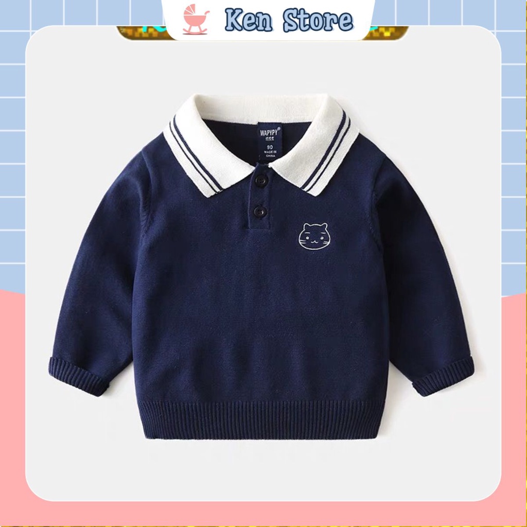 Áo Dài Tay PoLo Thu Đông Cho Bé Trai Gái Chất Liệu Cotton Len Từ 8kg-28kg KEN STORE