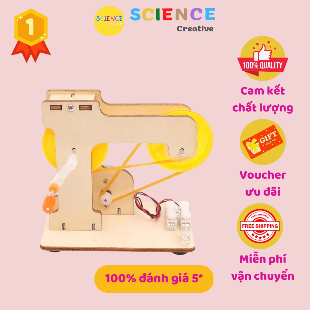 Đồ chơi cho bé Máy phát điện bằng gỗ, đồ chơi giáo dục STEM hỗ trợ trẻ em phát triển trí tuệ tư duy sáng tạo, khám phá