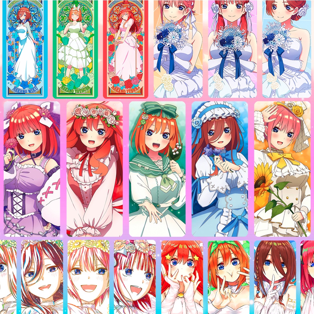 Bộ 5 bookmark NHÀ CÓ 5 NÀNG DÂU - Chủ đề công chúa, váy cưới nhiều mẫu - GOTOUBUN NO HANAYOME -  bookmark anime manga