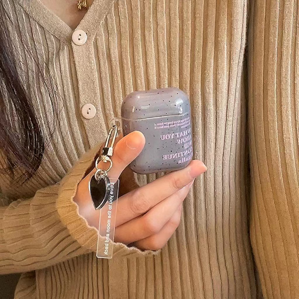 Vỏ Bảo Vệ Hộp Sạc Tai Nghe AirPods Pro2 2022 AirPods 1 2 3 Pro Có Dây Đeo Màu Xám Tím