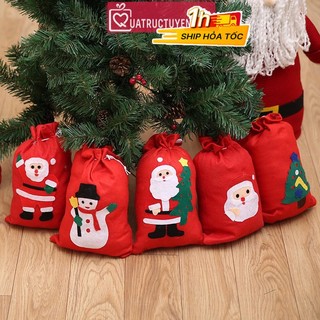 Túi ông già Noel đựng quà Giáng sinh vải nỉ hình Người tuyết/ Cây thông