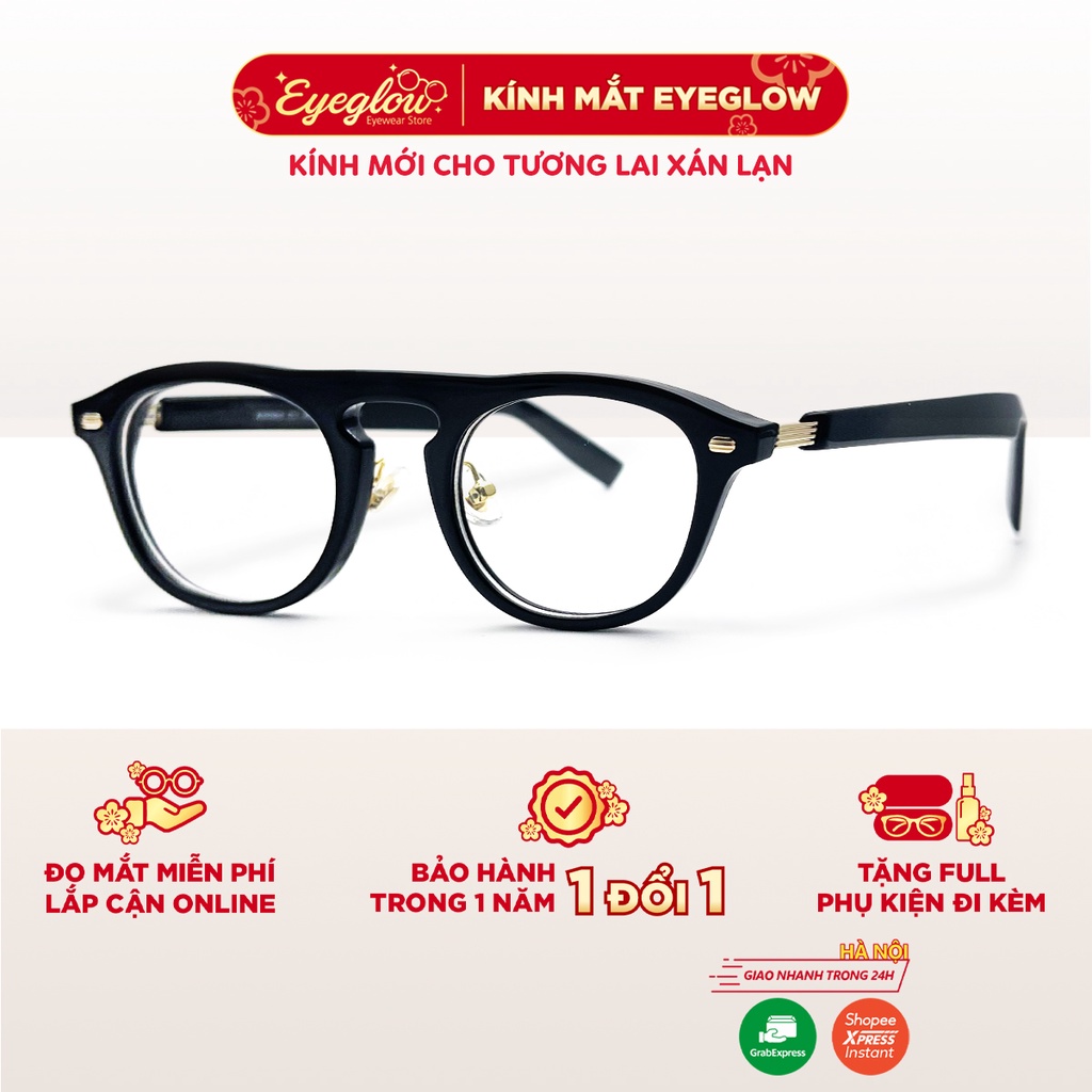 Gọng kính thời trang nam nữ Eyeglow thiết kế cá tính phù hợp mọi gương mặt tròng kính chống ánh sáng xanh EG9065