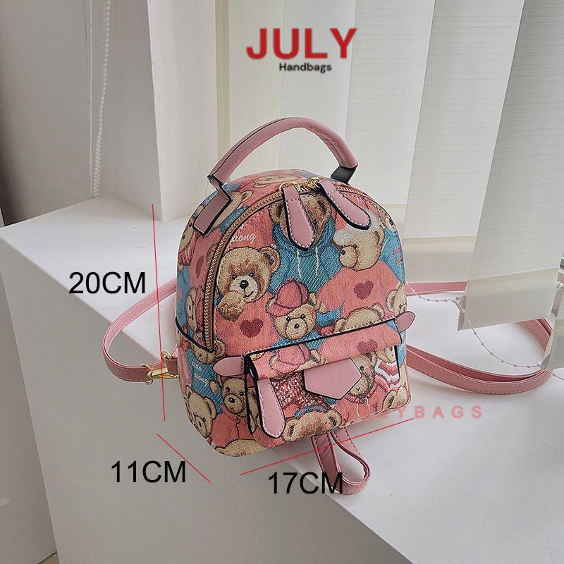 Balo nữ gấu họa tiết monogram thời trang vintage cao cấp size lớn vừa và bé đi học đi làm đi chơi BAZAVN