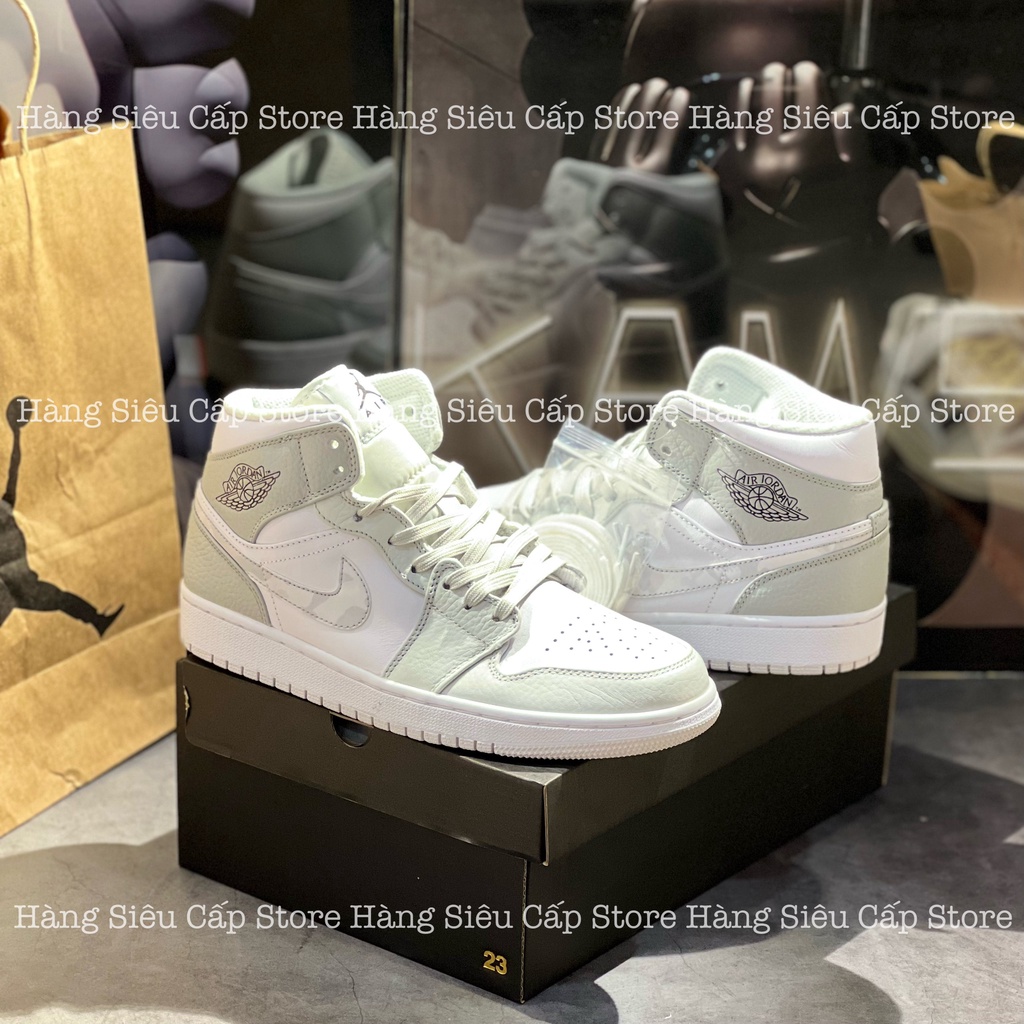 Giày Thể Thao Jordan Cổ Cao, Air Jordan 1 Mid –White Grey Camo Hàng Cao Cấp Nhất