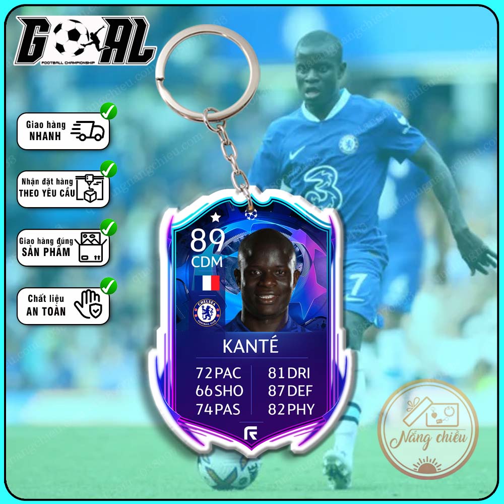 Móc khóa in hình Kanté - Cầu thủ CLB Chelsea -Móc khóa, phụ kiện treo balo gaming [5013-5024]