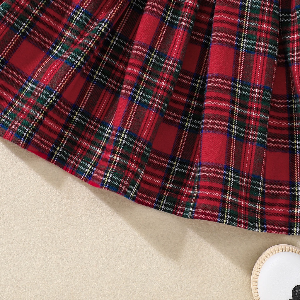 Váy xinh bé gái 4-7 tuổi đầm công chúa thời trang Tay Dài Sọc Caro cho bé trẻ em