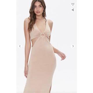[XUẤT DƯ CAO CẤP] Đầm Be Xẻ Tà Bên Vòng Chữ O - Cutout O-Ring Side-Slit Dress | Tiam Cloth