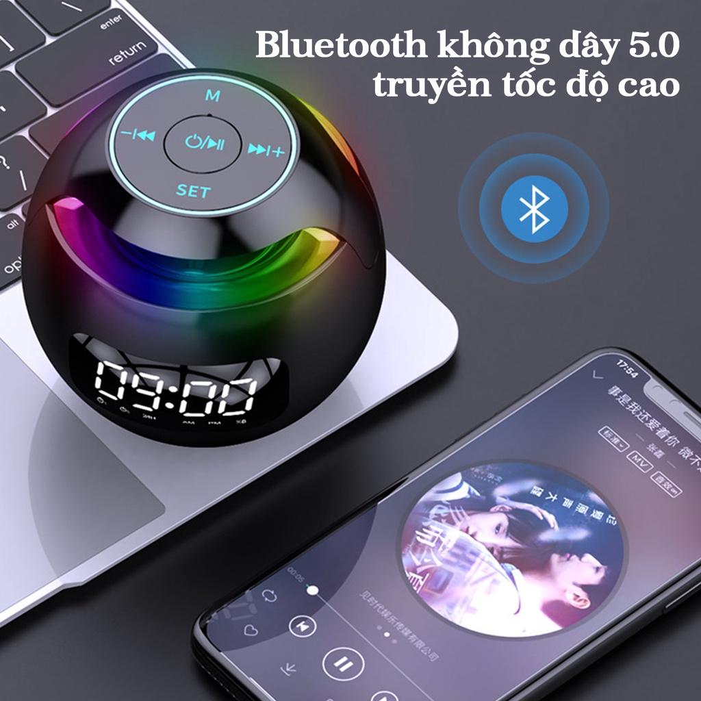 Loa Bluetooth Kiêm Đồng Hồ Báo Thức Sama G90S - Loa Bluetooth Siêu Bass Siêu Trầm Màn Hình Led Hiển Thị Giờ Và Pin