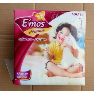 Khăn ăn cao cấp E'mos Premium 1 bịch ( 100 tờ) khăn giấy