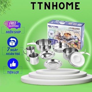 Bộ nồi nấu ăn du lịch dã ngoại inox Icefire 8 chi tiết