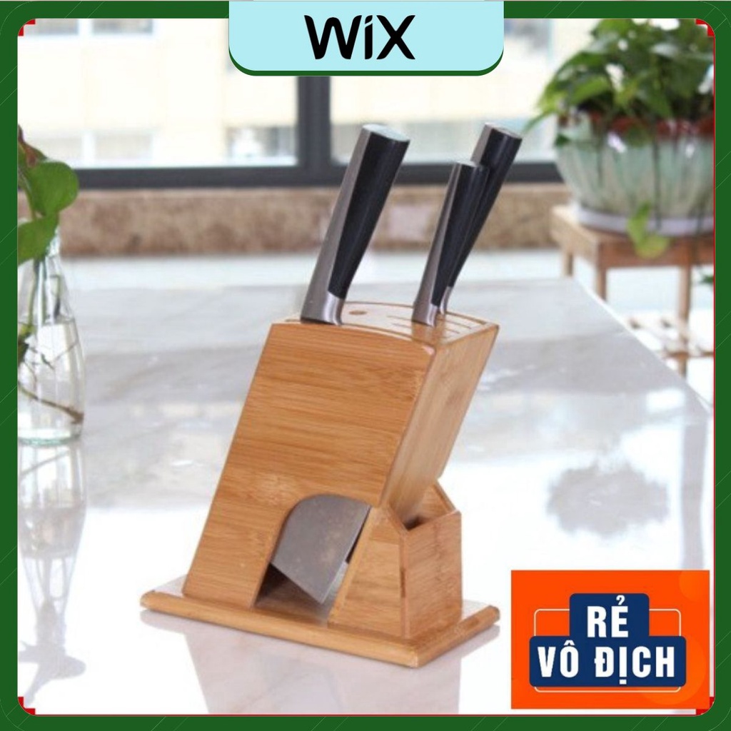 Ống Cắm Dao - Đũa Hình Chữ Nhật Nghiêng Làm Bằng Gỗ Tre Tự Nhiên, Thiết Kế Hiện Đại Tỉ Mỉ
