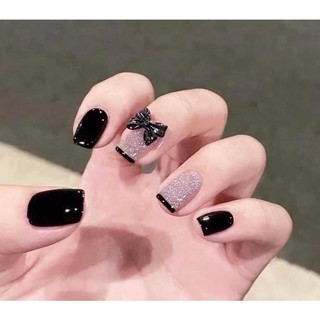 Nail Box Đen Nhũ Nơ