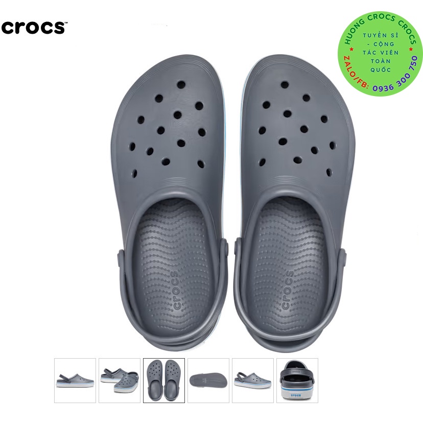 DÉP SỤC CROCS BAND CLEAN MÀU GHI TẶNG 10 JIBITZ GẮN DÉP