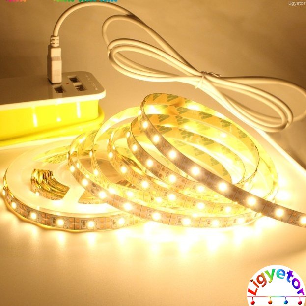 Dải Đèn LED DC5V 2835RGB Ánh Sáng Trắng Ấm / Đỏ / Xanh Lá / Xanh Lá RGB 24Key IR Điều Khiển Từ Xa Trang Trí Phông Nền Giáng Sinh
