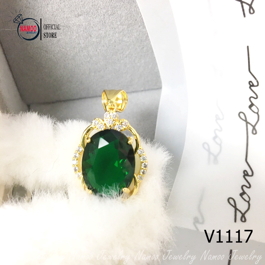Mặt Dây Chuyền Khảm Đá Lục Bảo Cực Đẹp Cho Nữ V1117 Namoo Jewelry