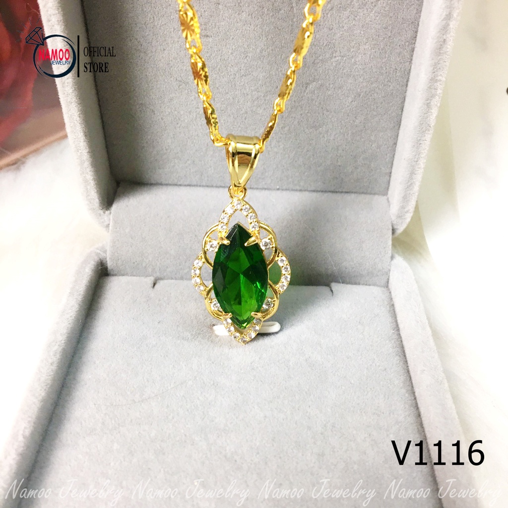 Dây Chuyền Khảm Đá Lục Bảo Cực Đẹp Cực Chất Cho Nữ V1116 Namoo Jewelry