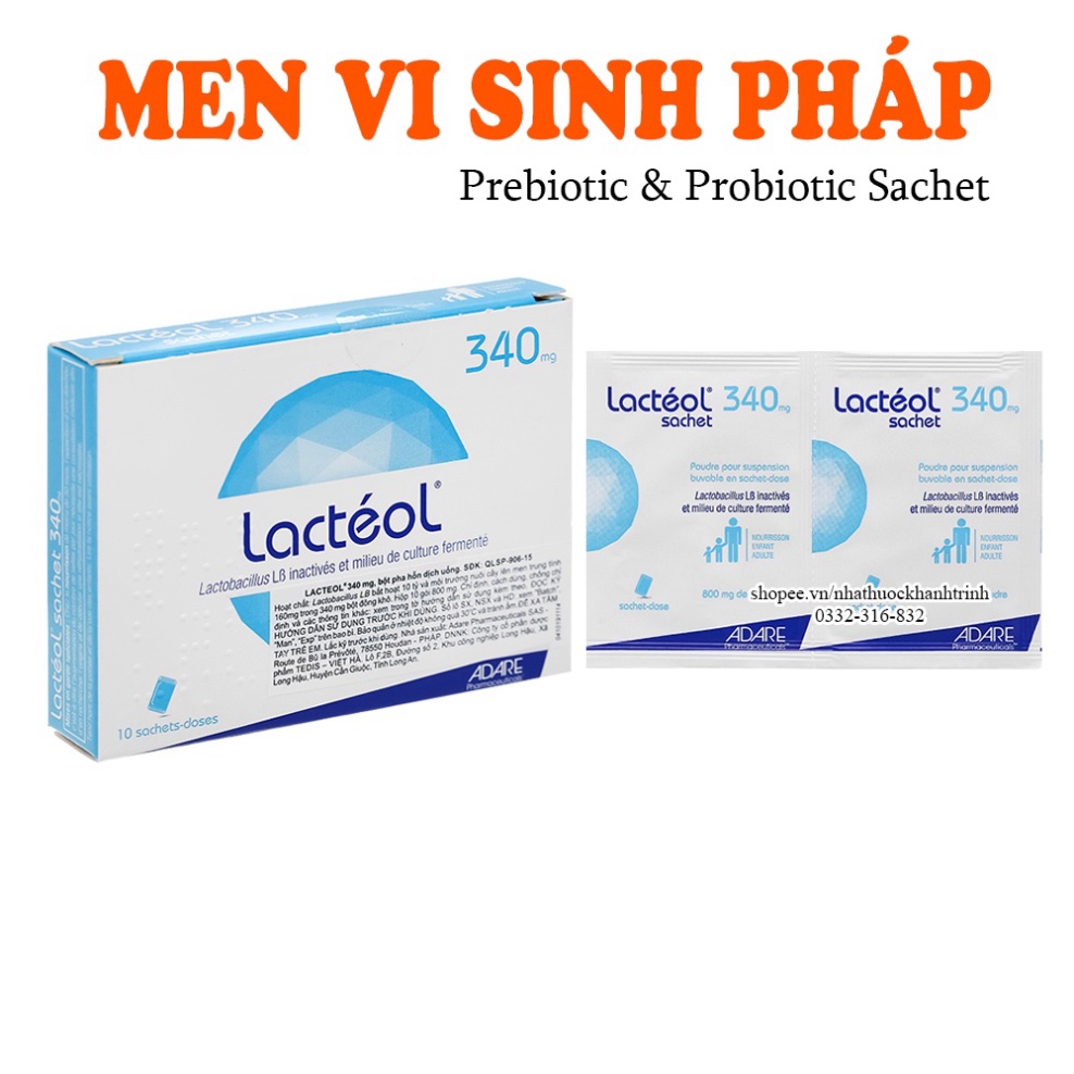 Men Vi Sinh Lacteol 340mg - Hộp 10 gói - Ngừa và Chấm Dứt Tiêu Chảy ở Trẻ Nhỏ