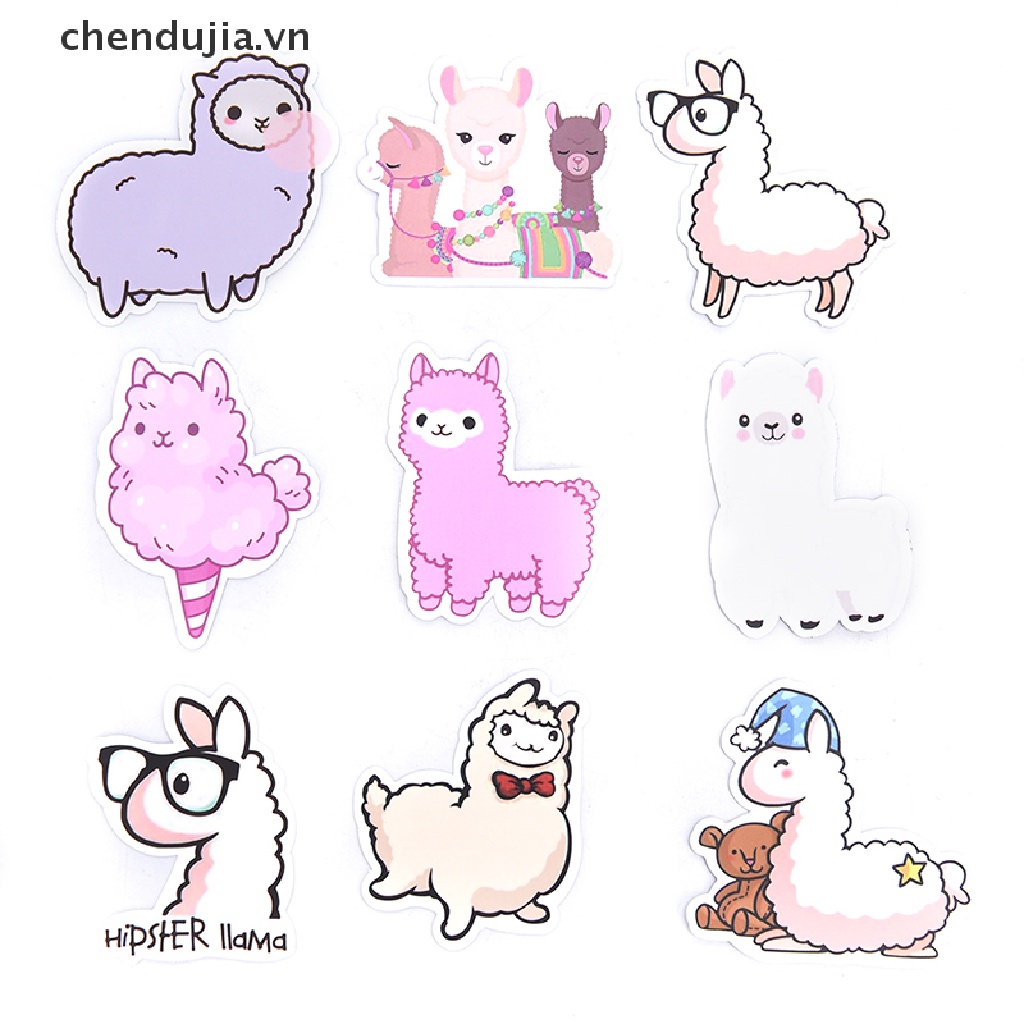 Bộ 50 Miếng Dán Trang Trí Laptop / Ván Trượt / Va Li Hình Lạc Đà Alpaca Độc Đáo