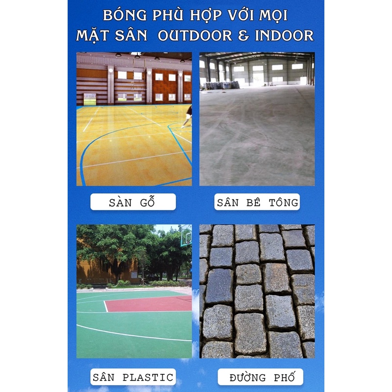 Quả Bóng Rổ Cao Su Số 5 6 7 Street Ball, Banh Bóng Rổ Chính Hãng Đủ Size Trẻ Em Người Lớn Thi Đấu Sân Outdoor &amp; Indoor