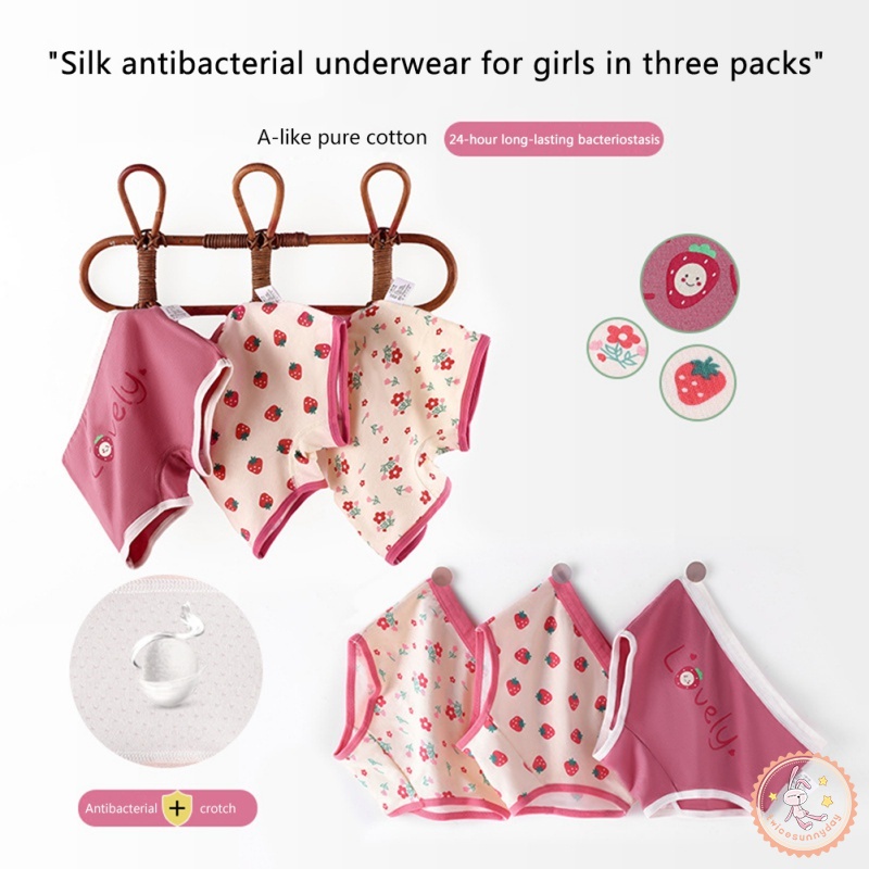 Quần Lót Họa Tiết Trái Dâu Dễ Thương Cho Bé Gái
