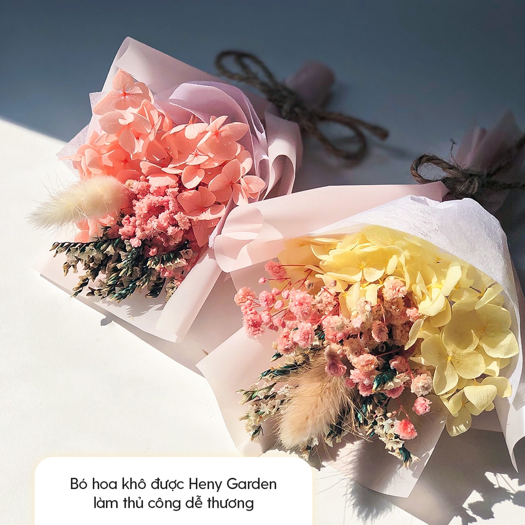 Bó Hoa Khô Mini Baby Xinh Xắn Trang Trí Hộp Quà Tặng Heny Garden