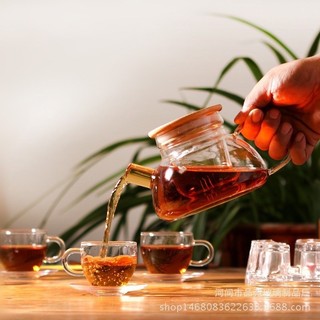 Set ấm chén trà nắp tre bao gồm 6 ly quai thuỷ tinh và 1 ấm thuỷ tinh nắp tre 800ml