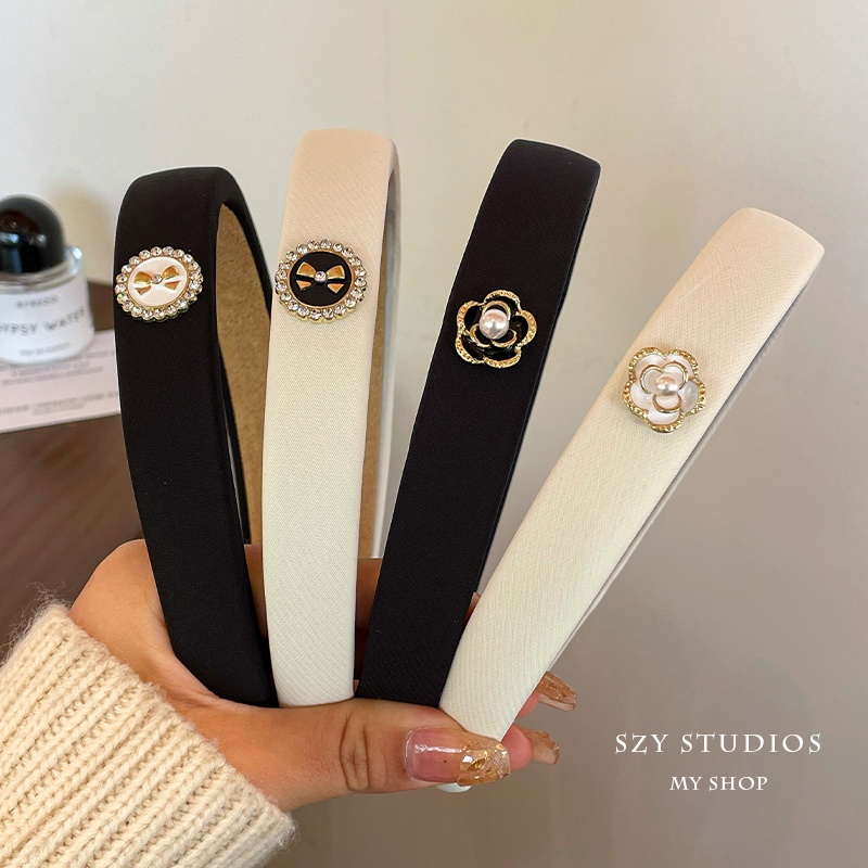 Băng Đô Cài Tóc Bằng Xốp Họa Tiết Hoa Trà Phong Cách Pháp Cổ Điển Thời Trang Cho Nữ