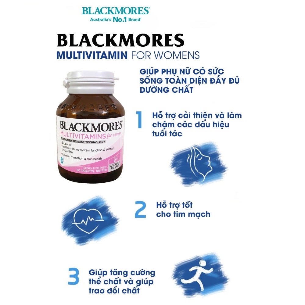 Vitamin tổng hợp dành cho phụ nữ Multivitamin for women Blackmores Úc 60 viên giúp tăng cường sức khỏe phụ nữ