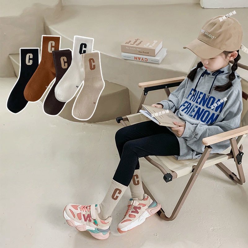 CATIMINI Tất Dài Trung Bình In Chữ Phong Cách Hàn Quốc Thời Trang Thu Đông Cho Bé