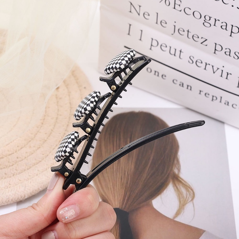 Kẹp Tóc Bện Hai Mặt Màu Trắng Đen Phong Cách Retro Cho Nữ