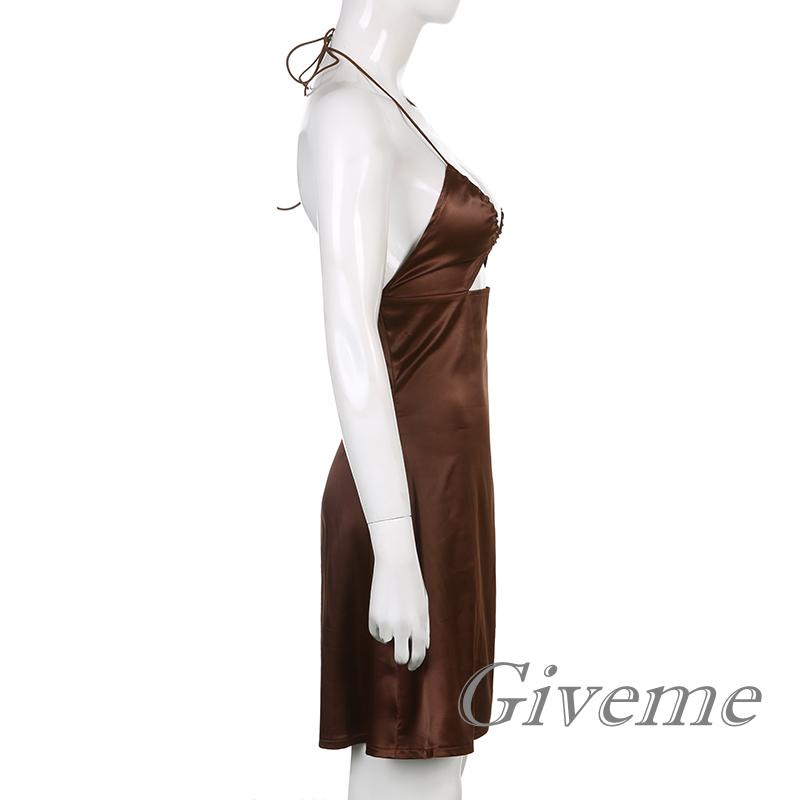 Đầm Mini Nữ Không Tay Cổ Khoét Sâu Màu Sắc Thời Trang