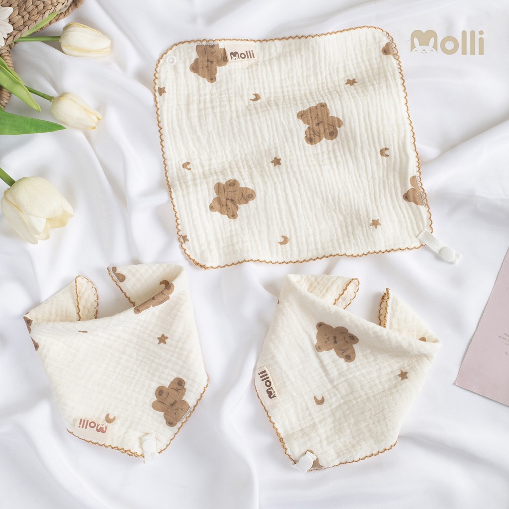 Set 3 Khăn sữa / yếm  xô 4 lớp kt 28*28cm cho bé