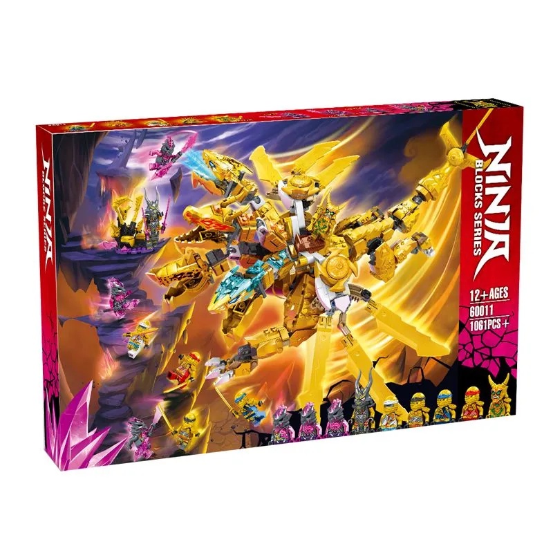 Đồ chơi Lắp ráp Mô hình 60011 Ninjago Lloyd's Golden Ultra Dragon 1061pcs