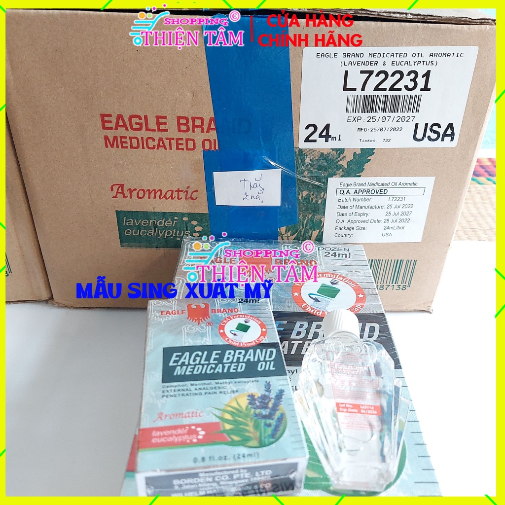 Dầu Gió Trắng Con Ó 2 Nắp Mỹ 24 ml  Hương Oải hương LAVENDER