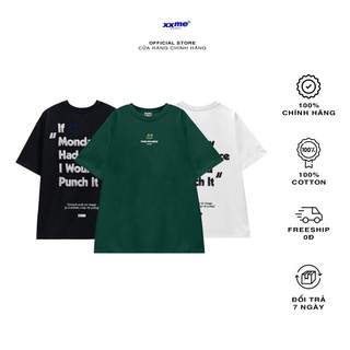 Áo thun tay lỡ nam nữ cotton thoáng mát Hate monday - XXME - Đen/ Trắng/ Đen