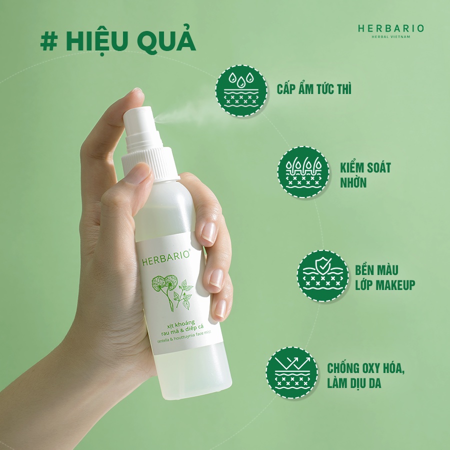 Combo Xịt khoáng Rau Má & Diếp Cá herbario 100ml + Mặt nạ Rau má & Diếp cá herbario 30ml sạch mụn thuần chay