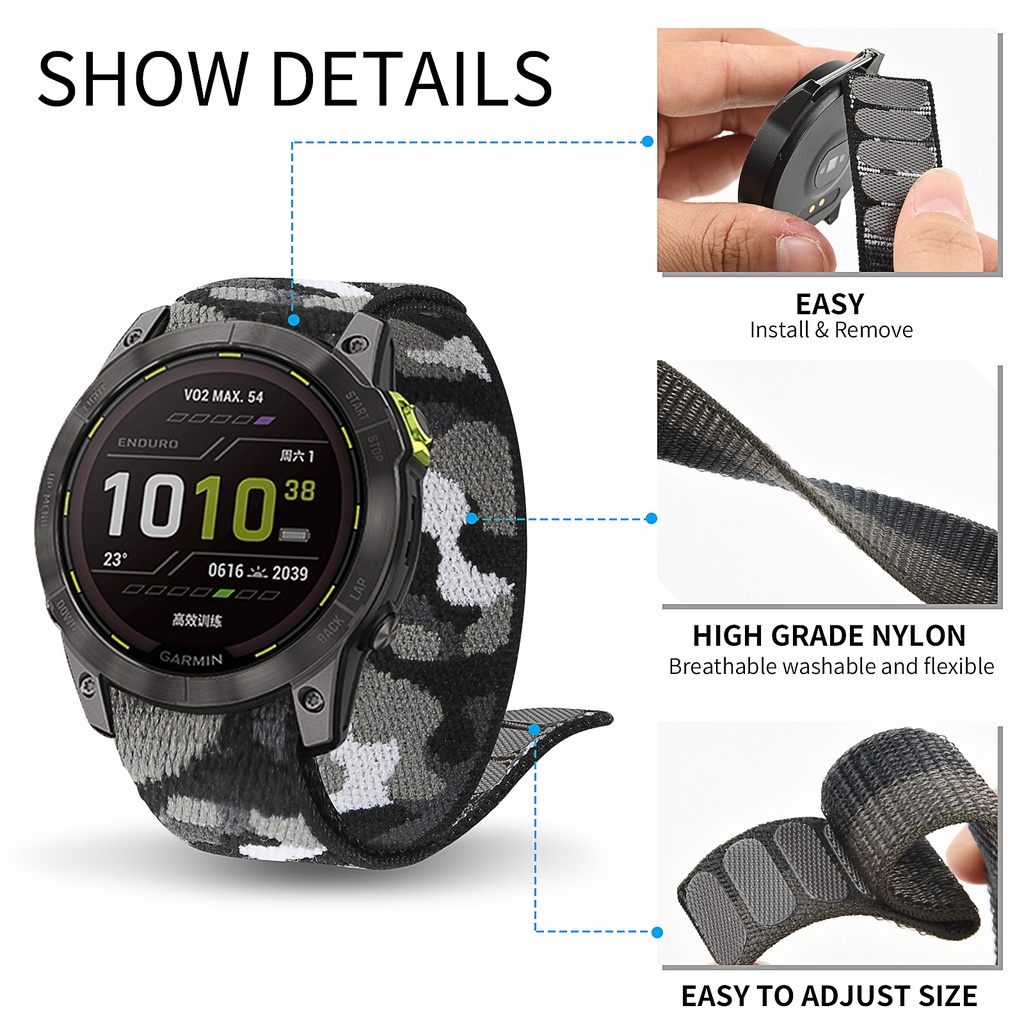 Dây Đeo Nylon 26mm 22mm Cho Garmin Forerunner 955 935 745 945 LTE S62 S60 / instinct 2 45mm