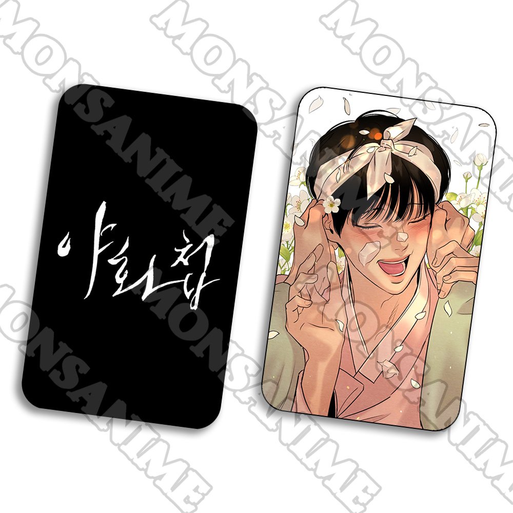 Ảnh card bo góc in hình DẠ KÝ ver CHỮ TRẮNG NỀN ĐEN BL manhua thẻ bo viền 5*8cm anime chibi 1 tấm