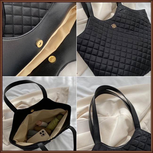 Túi Tote Đeo Vai Màu Trơn Sức Chứa Lớn Phong Cách Retro Thời Trang Cho Nữ