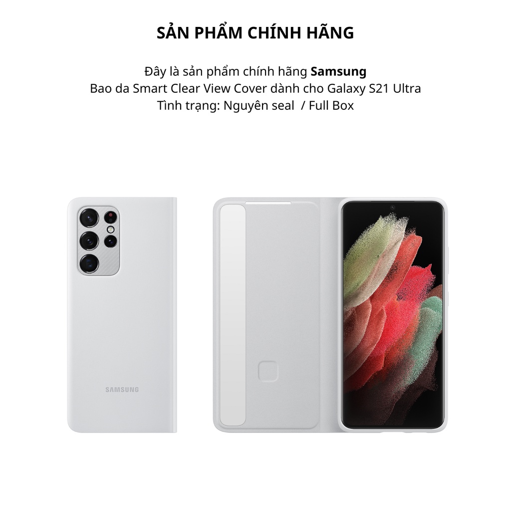 Ốp Bao da Smart Clear View Cover dành cho Galaxy S21 Ultra