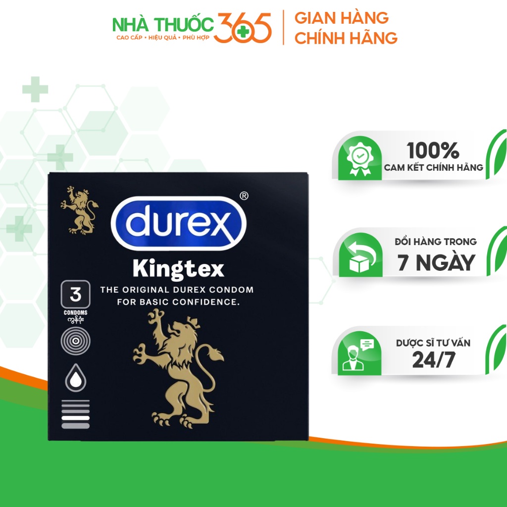 Bao cao su Durex Kingtex phân loại 3 bao và 12 bao