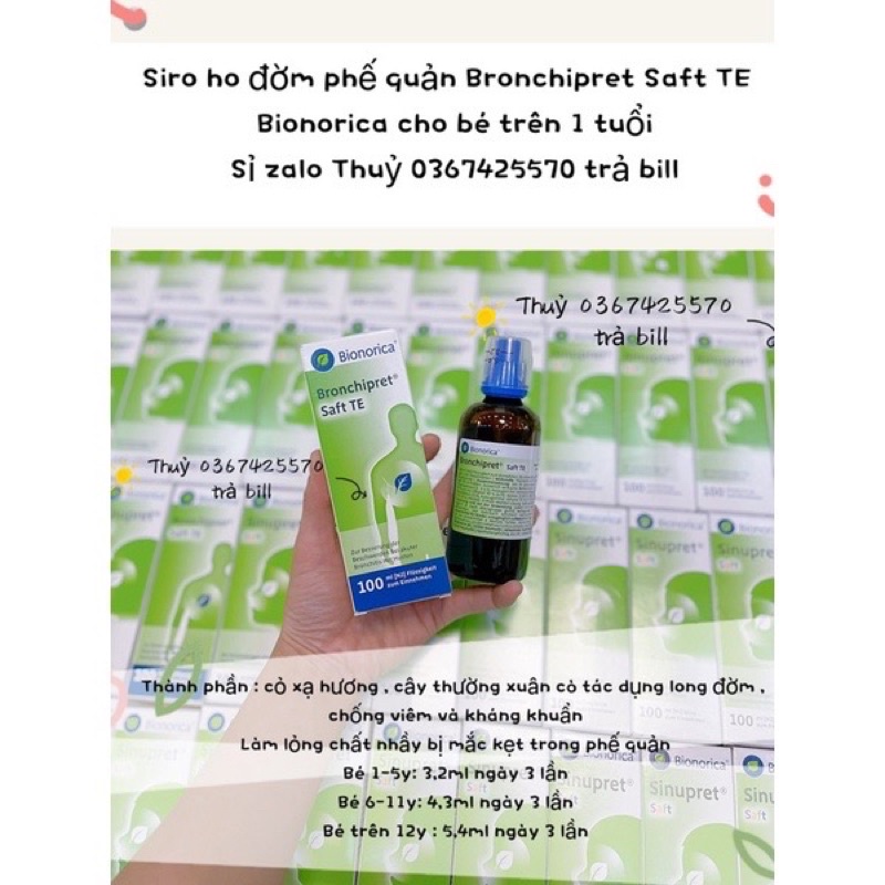 Siro Bionorica Sinupret - Tonsipret -Bronchipret của Đức cho bé