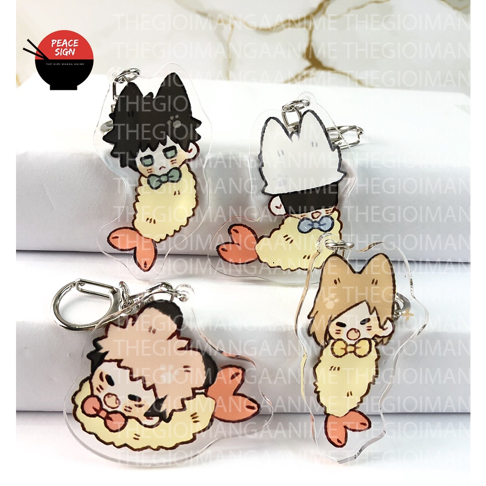 ( Mica trong acrylic ) Móc khóa JUJUTSU KAISEN ver TÔM CHIÊN - CHÚ THUẬT HỒI CHIẾN dễ thương chibi anime