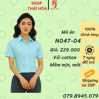 Áo sơ mi Thái Hòa vải mềm xanh ngọc trơn 047-04-01