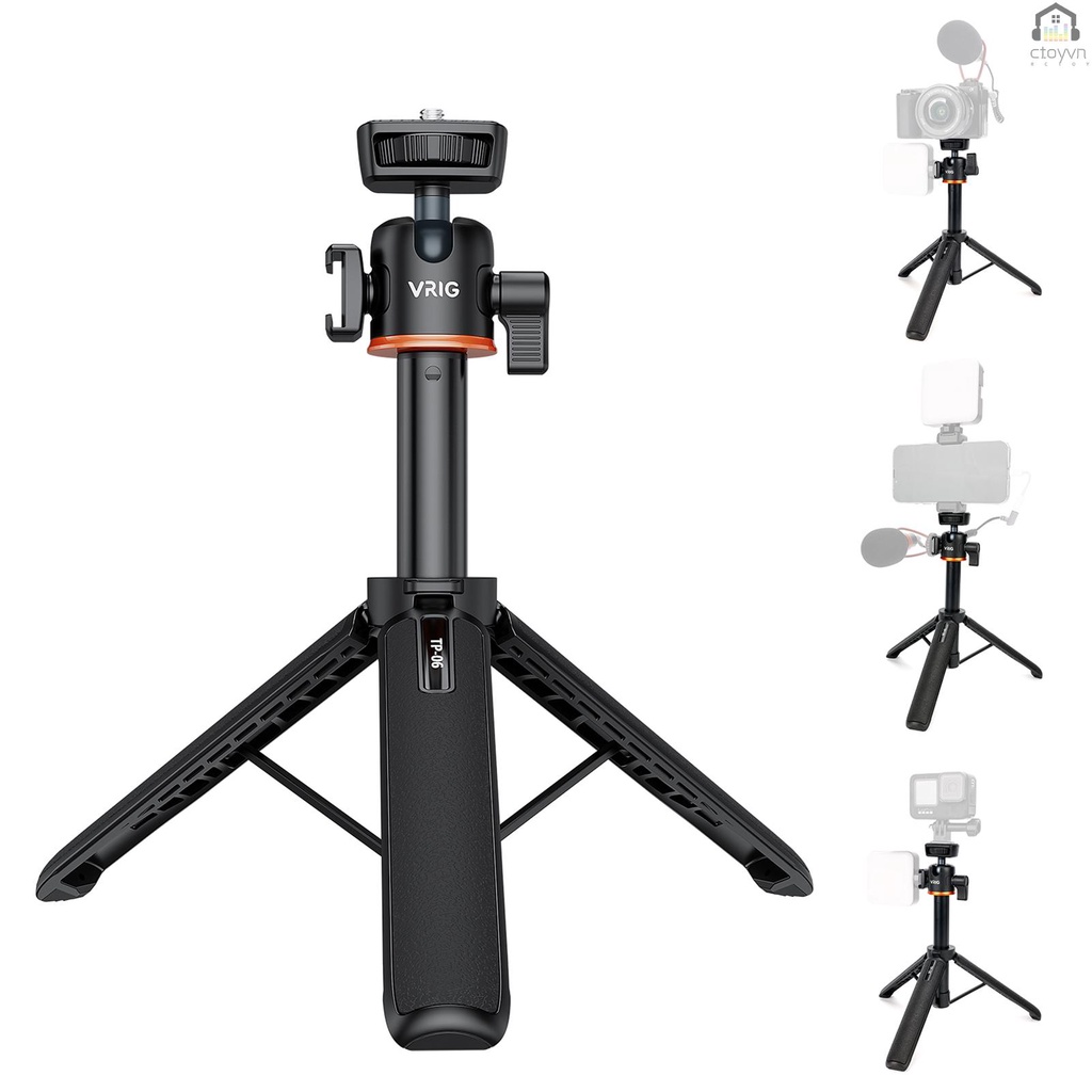 Giá Đỡ Ba Chân VRIG TP-06 Bằng Hợp Kim Nhôm Kèm Ốc Vít 1 / 4 Inch Xoay 360 Độ Tiện Dụng° Đầu Bi Xoay Được Có Thể Xoay Được Tiện Dụng