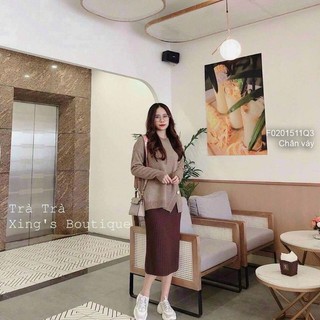 Chân váy len lưng chừng form ôm dáng dài!