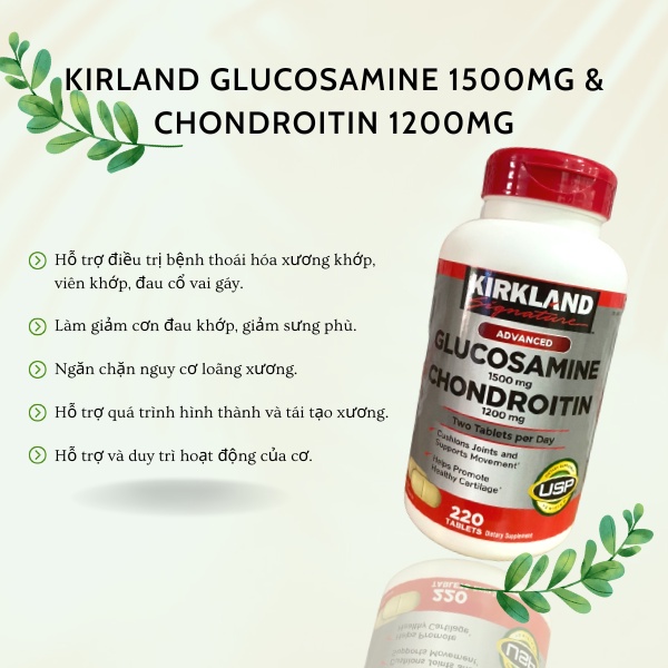 COMBO Xương Khớp Kirkland Glucosamine 1500mg & Chondroitin 1200mg + Glucosamin HCL 1500mg With MSM 1500mg